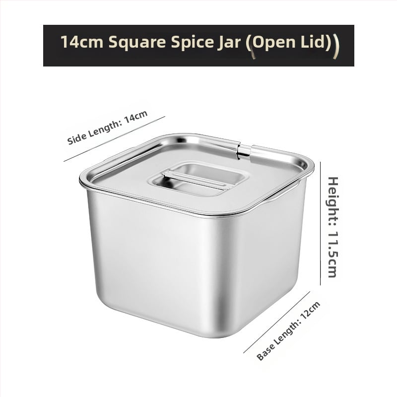 Cutie din oțel inoxidabil pentru condimente – design îngroșat pentru bucătării comerciale, potrivită pentru condimente solide, cu logo imprimat și posibilitatea personalizării