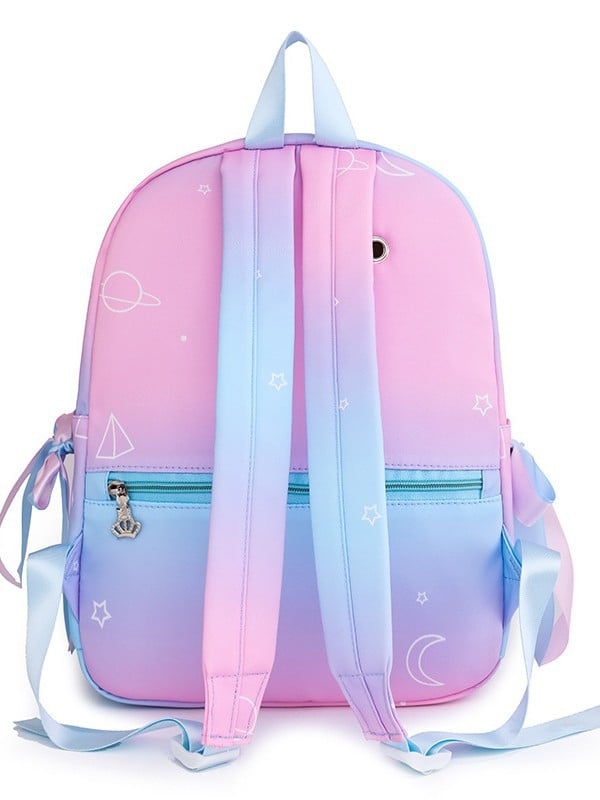 Rucsac pentru fete din nylon, cu bretele cu aer, model geometric, pentru gimnaziu