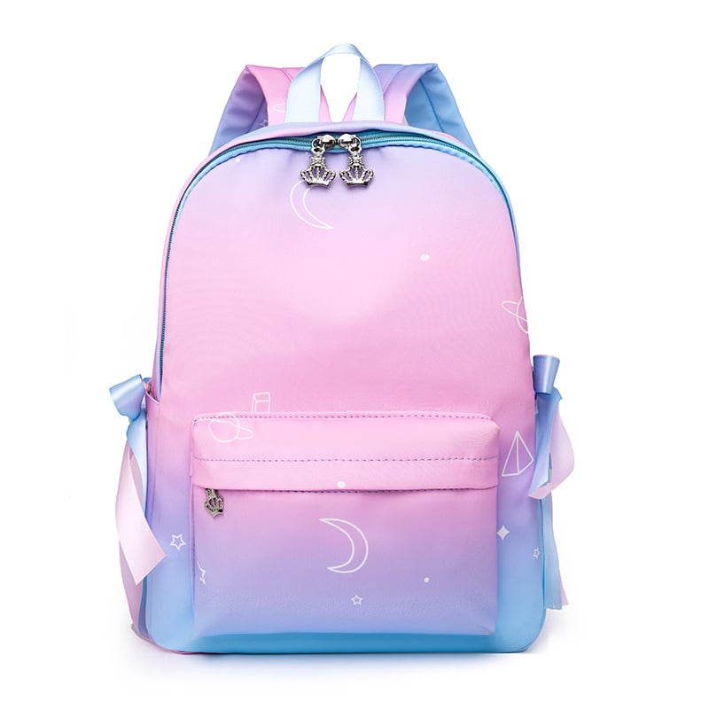 Rucsac pentru fete din nylon, cu bretele cu aer, model geometric, pentru gimnaziu