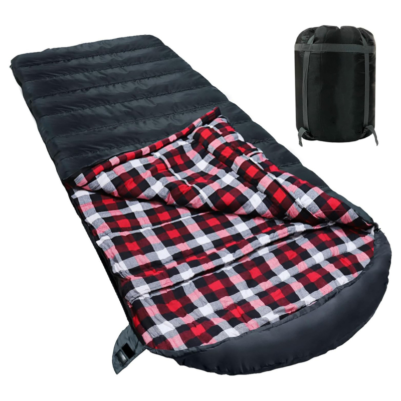 Vanjski vreća za spavanje s punjenjem od šuplje pamuka, flanel podstava, poliester-tafta tkanina, omota konstrukcija, za odrasle, težina 3200 g