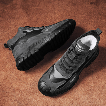 Мъжки зимни чехли за сняг с флийсова подплата, дебела подметка, водоустойчиви и антихлъзгащи