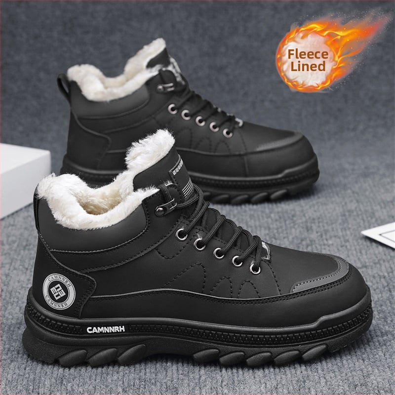 Мъжки зимни чехли за сняг с флийсова подплата, дебела подметка, водоустойчиви и антихлъзгащи