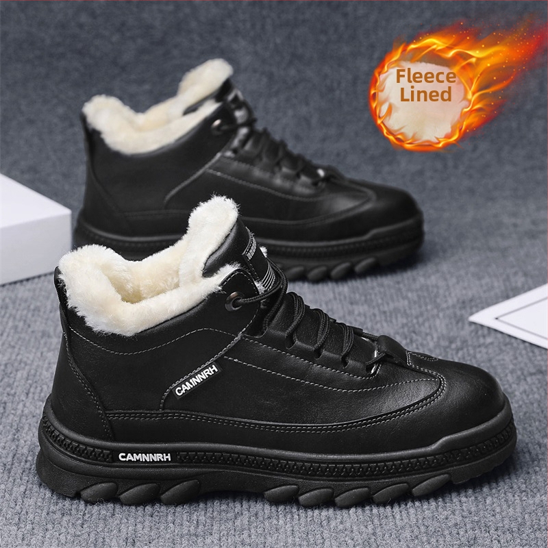 Мъжки зимни чехли за сняг с флийсова подплата, дебела подметка, водоустойчиви и антихлъзгащи