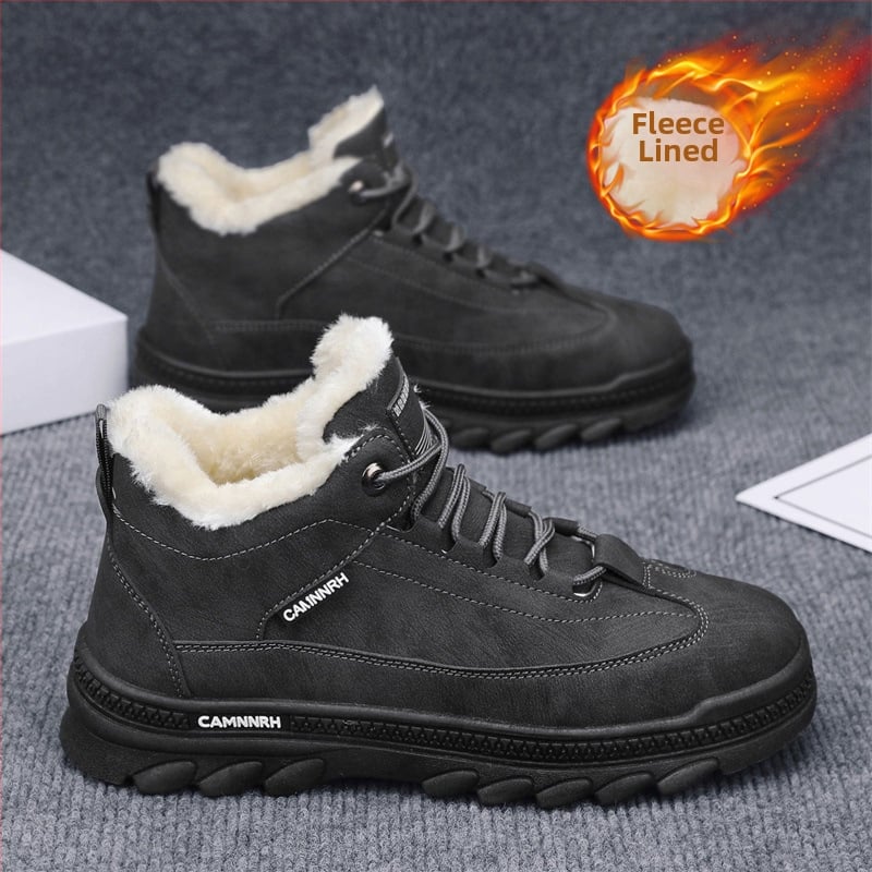 Мъжки зимни чехли за сняг с флийсова подплата, дебела подметка, водоустойчиви и антихлъзгащи