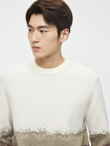 Muški jacquard pleteni pulover sa samovrujućom funkcijom, okruglim izrezom, slobodan kroj, 51–55% pamuka