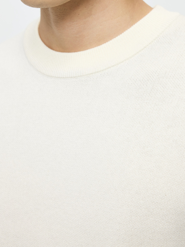 Muški jacquard pleteni pulover sa samovrujućom funkcijom, okruglim izrezom, slobodan kroj, 51–55% pamuka