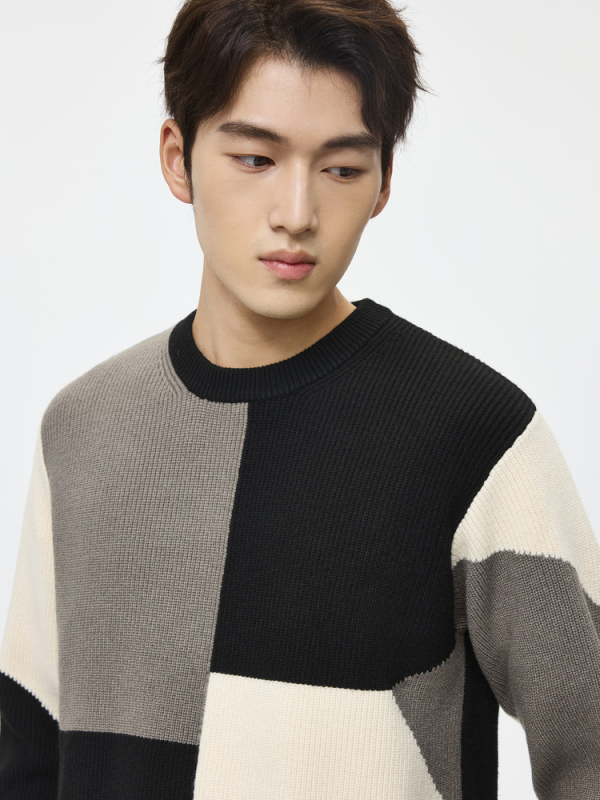 Muški pleteni džemper Woog2005, okrugli izrez, slobodan kroj, vuna-akril smjesa 46–50%, zimsko izdanje 2025