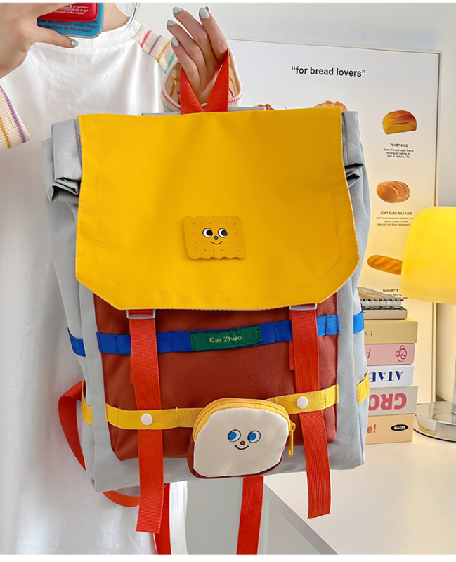 Rucsac gimnazial japonez, ușor și unisex; material Oxford; rezistent la uzură, capacitate extensibilă, bretele cu pernă de aer, imprimeu anime