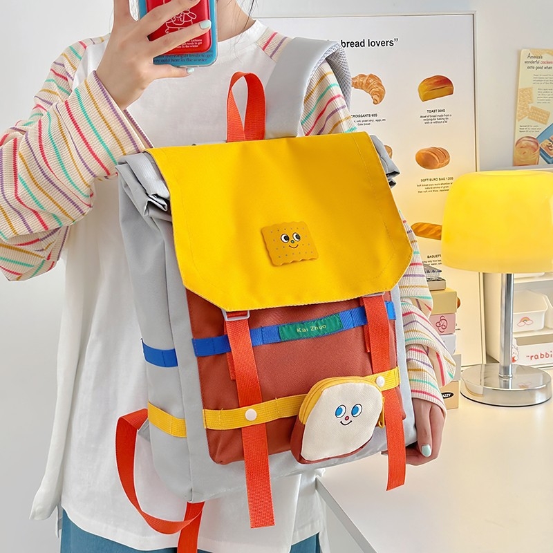 Rucsac gimnazial japonez, ușor și unisex; material Oxford; rezistent la uzură, capacitate extensibilă, bretele cu pernă de aer, imprimeu anime