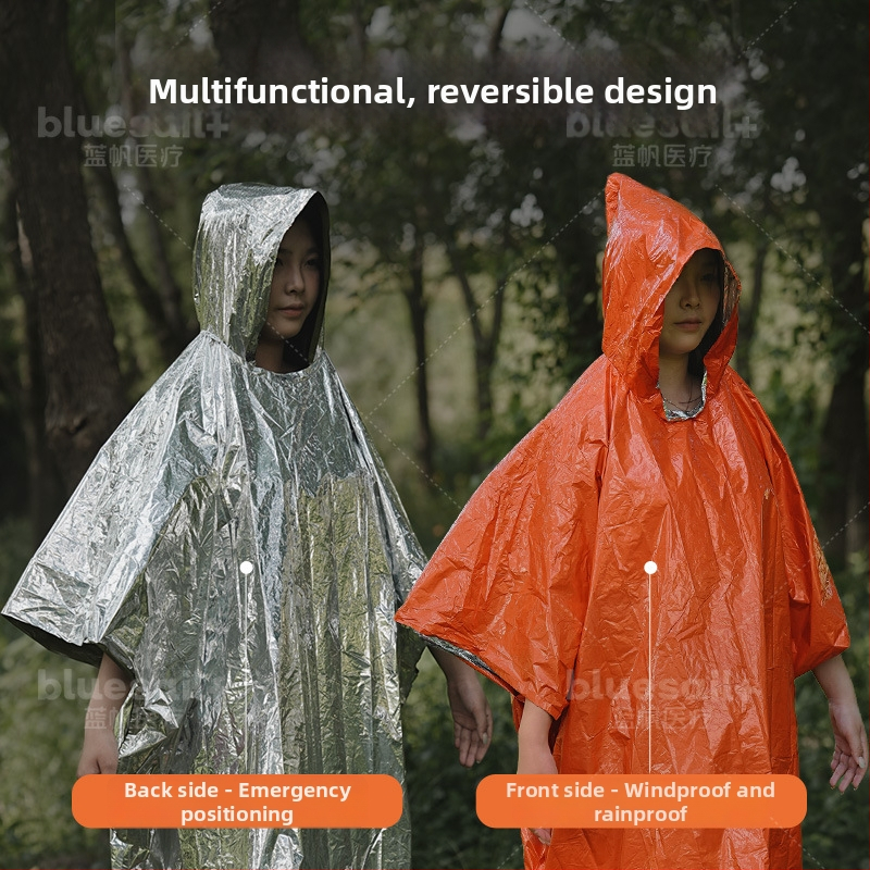 Núdzový izolačný spacák pre kempovanie v prírode – ochrana proti slnku, odolný voči vlhkosti, proti chladu (Značka: Blue Sail; Model: Emergency blanket)