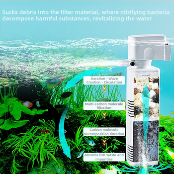 3-u-1 filtar za akvarij s cirkulacijskom pumpom i ugrađenom pumpom za kisik — tiho djelovanje