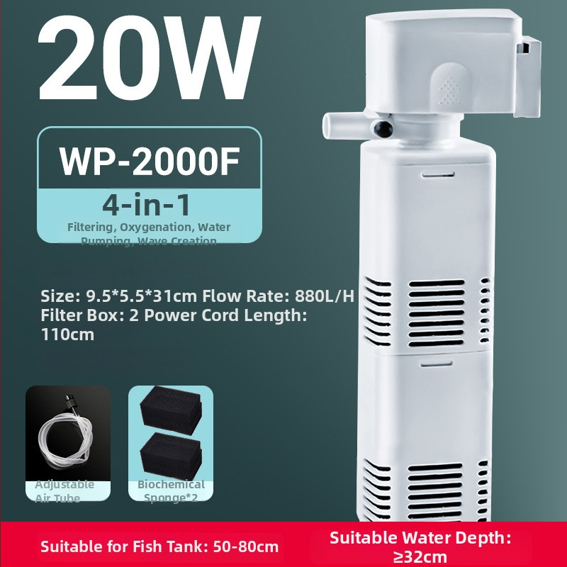 3-u-1 filtar za akvarij s cirkulacijskom pumpom i ugrađenom pumpom za kisik — tiho djelovanje