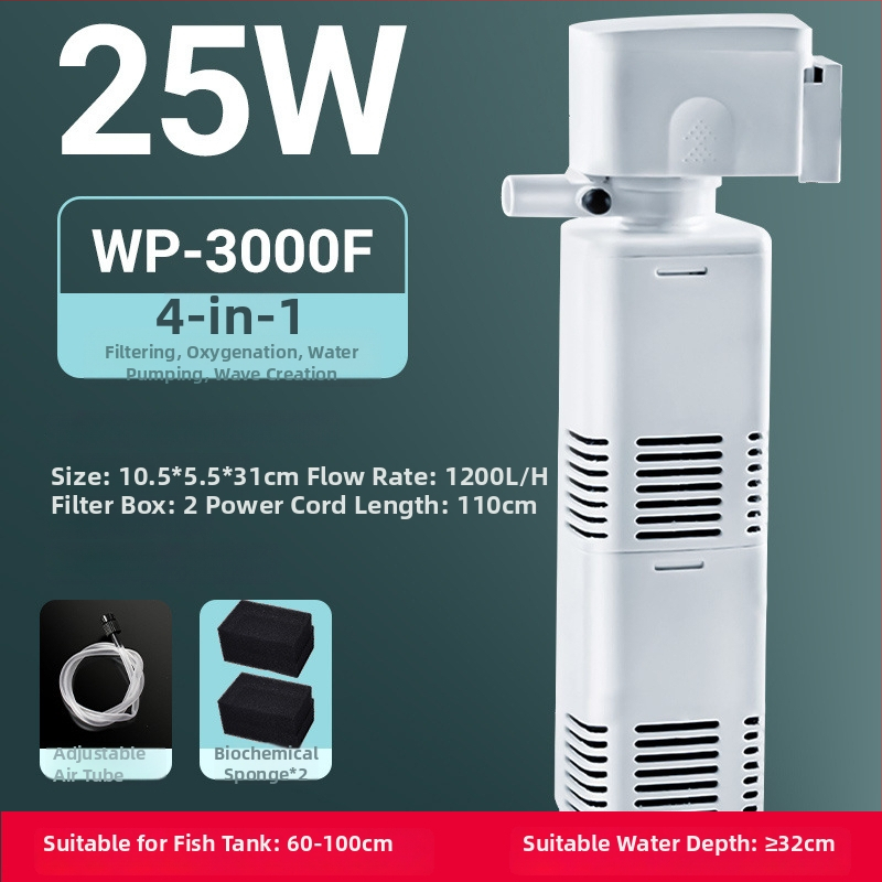 3-u-1 filtar za akvarij s cirkulacijskom pumpom i ugrađenom pumpom za kisik — tiho djelovanje