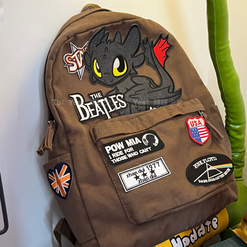 Rucsac unisex din poliester, impermeabil, cu imprimeu desen animat și curele cu pernă de aer
