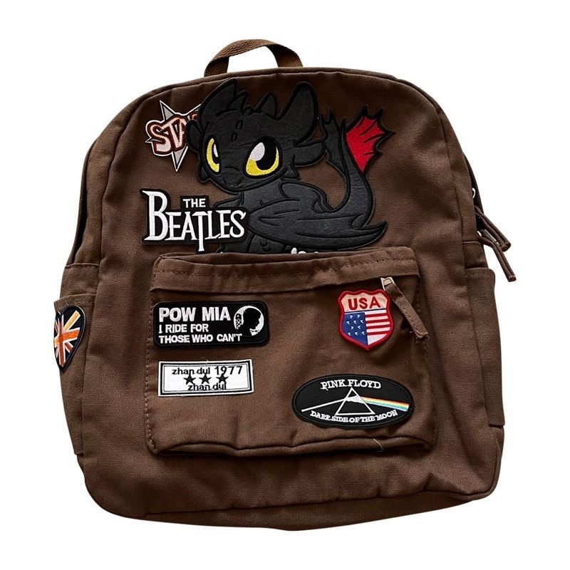 Rucsac unisex din poliester, impermeabil, cu imprimeu desen animat și curele cu pernă de aer