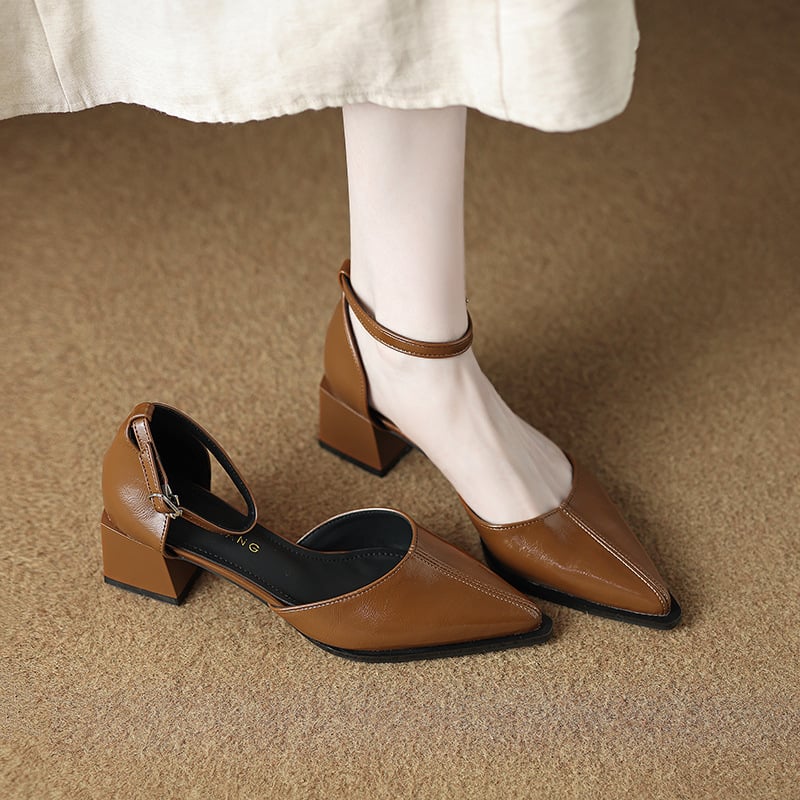 8716-1 Ovčja koža, sandale s T remenom, kopča s jednim remenom, visina pete 6–8 cm, uložak od kože najviše kvalitete