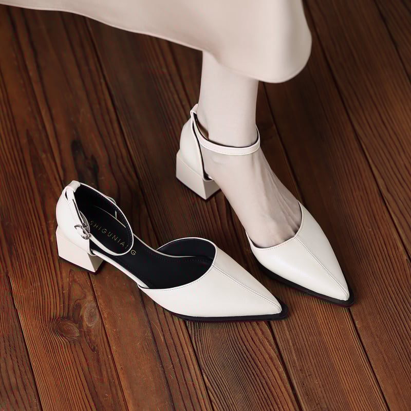 8716-1 Ovčja koža, sandale s T remenom, kopča s jednim remenom, visina pete 6–8 cm, uložak od kože najviše kvalitete