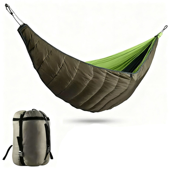 Διπλός hammock με υπνόσακο για υπαίθρια χρήση — Φορητός κάμπινγκ hammock με μόνωση (2 άτομα, 200 kg, 860 g, 20D αδιάβρονο νάιλον)