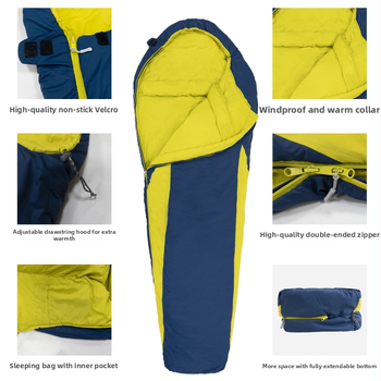 Múmiastílusú kültéri hálózsák, töltet: üreges pamut, bélés: nylon, anyag: nylon, súly: 1800 g, felnőtteknek