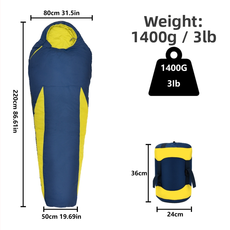 Múmiastílusú kültéri hálózsák, töltet: üreges pamut, bélés: nylon, anyag: nylon, súly: 1800 g, felnőtteknek