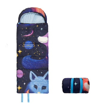 Gyerekeknek szóló kempinges alvózsák üreges pamut töltettel, Arctic fleece bélés, boríték-stílusú dizájn