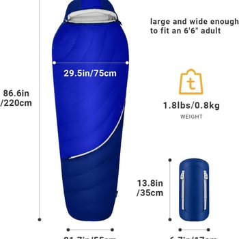 Kültéri pehelyes hálózsák, múmia-stílus, felnőtteknek, -20°C