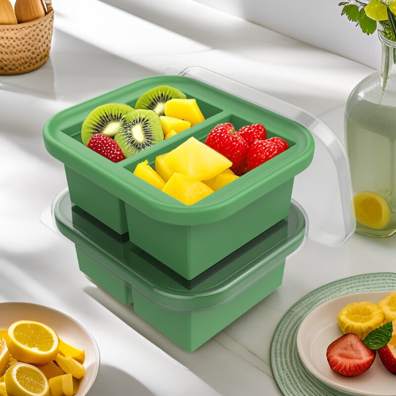 Silikonska kutija za juhu s poklopcem, kvadratnog oblika, 500 ml, 1–2 odjeljka, za čuvanje hrane