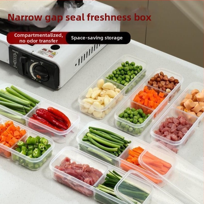 Kutija za pohranu u hladnjaku s pregradama, prozirna, zatvorena, plastična, prijenosna