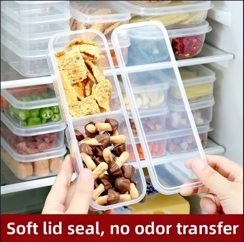 Kutija za pohranu u hladnjaku s pregradama, prozirna, zatvorena, plastična, prijenosna