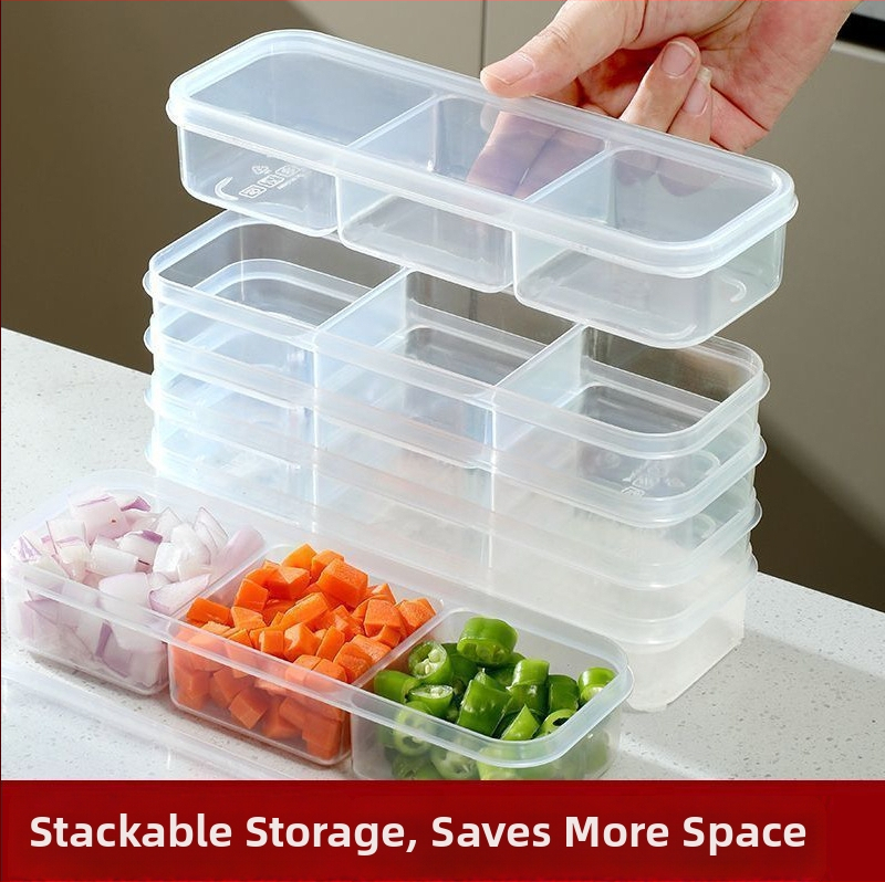 Kutija za pohranu u hladnjaku s pregradama, prozirna, zatvorena, plastična, prijenosna