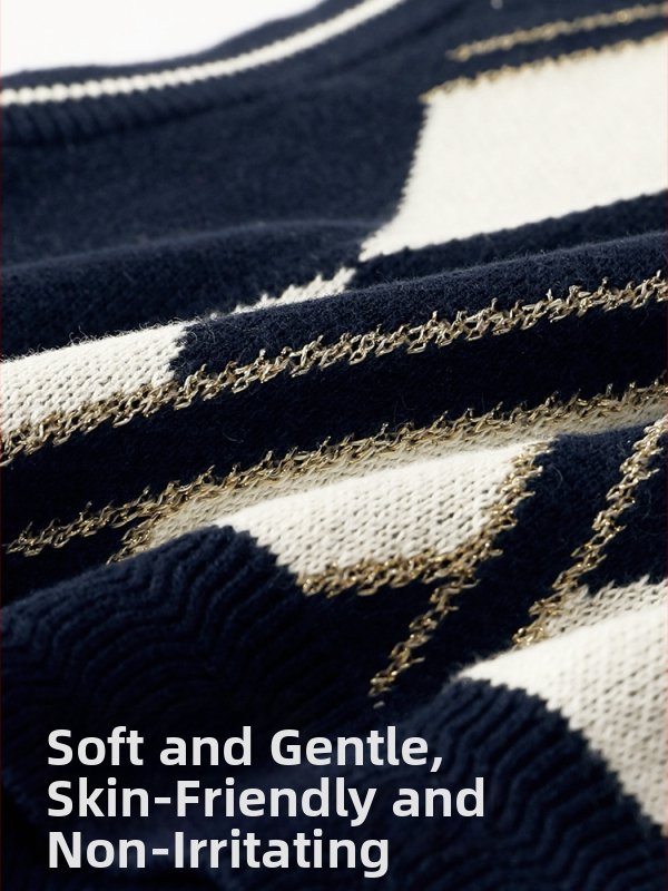 Dječja V-izrez veste od pamuka — 93,5% pamuk, preppy stil, karikaturni uzorak, za uzrast 8+, zima-proljeće-jesen