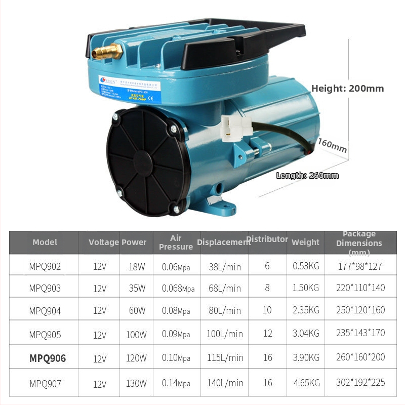 Автомобилна кислородна помпа, DC 12V въздушна помпа, Risheng