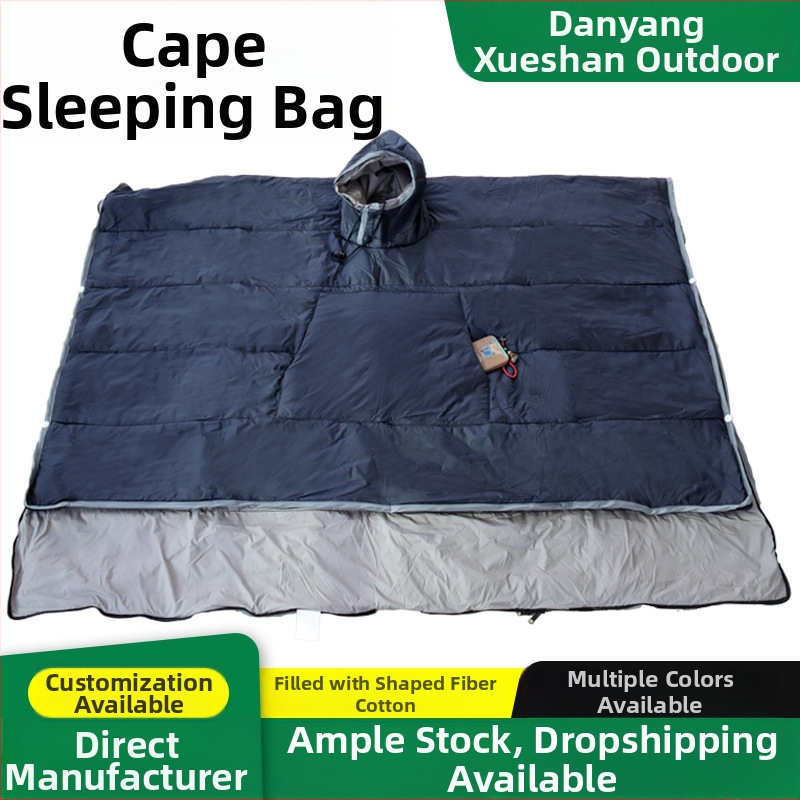 Köpeny-stílusú hálózsák kültéri kempingezéshez – felnőtteknek, vastag, hordozható, téli meleg; Szerkezet: köpeny-stílus; Töltet: spun pamut; Belső: 320T nylon tarpaulin; Anyag: Chun yafang; Tömeg: 1 kg