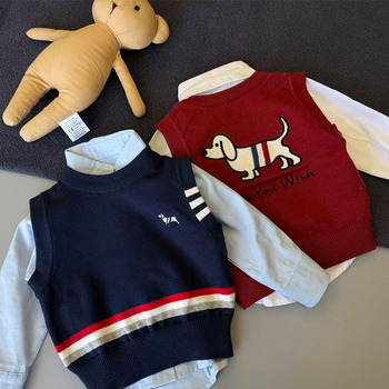 Vesta pentru copii – stil coreean, tricotată, bumbac 95%, primăvară, potrivită pentru 1–3 ani (80–100 cm)