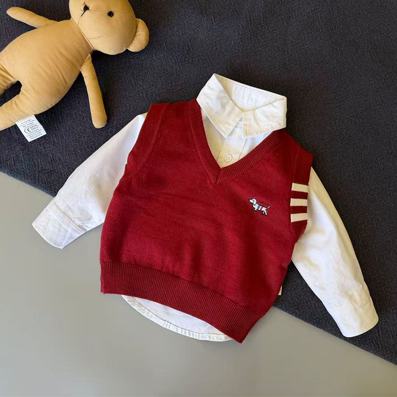 Vesta pentru copii – stil coreean, tricotată, bumbac 95%, primăvară, potrivită pentru 1–3 ani (80–100 cm)
