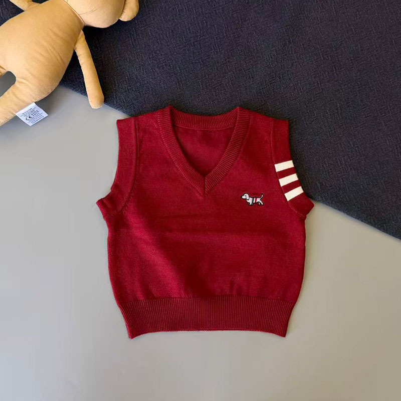 Vesta pentru copii – stil coreean, tricotată, bumbac 95%, primăvară, potrivită pentru 1–3 ani (80–100 cm)