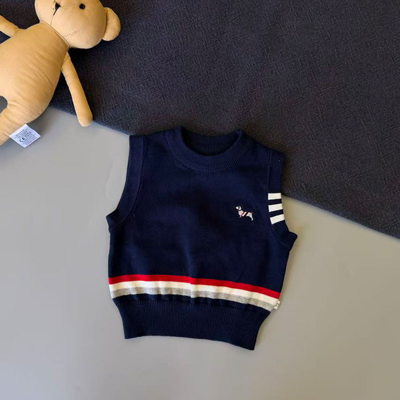 Vesta pentru copii – stil coreean, tricotată, bumbac 95%, primăvară, potrivită pentru 1–3 ani (80–100 cm)