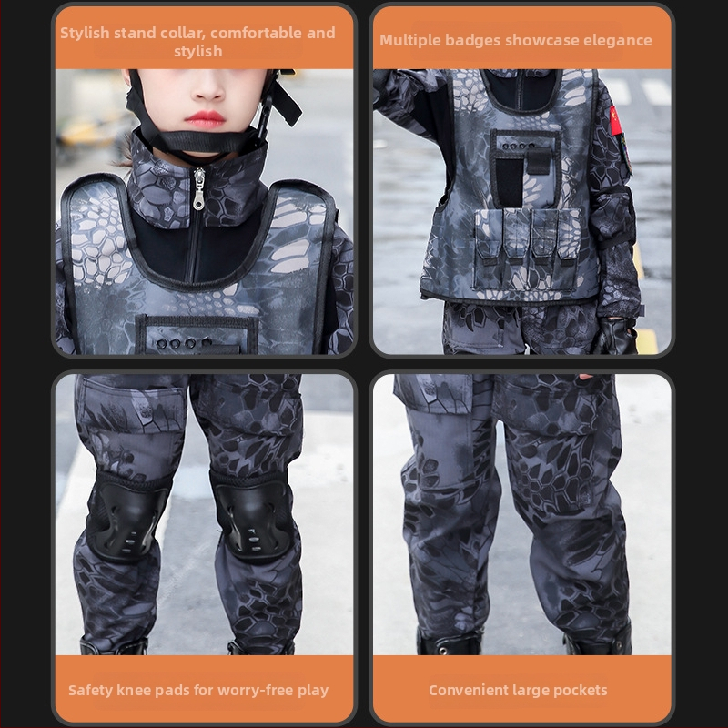 Detský maskáčový tréningový set, priedušný zmesový materiál, unisex, krátke rukávy, na všetky ročné obdobia