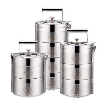 Oțel inoxidabil, cutie prânz cu izolație vacuum, rotund, design multi-strat, capacitate 1–2 L la 5 L+