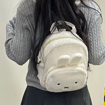Miffy nyuszi báránygyapjú hátizsák lányoknak, animés mintával, mindennapi használatra, kapacitás 20 L alatt