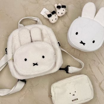 Miffy nyuszi báránygyapjú hátizsák lányoknak, animés mintával, mindennapi használatra, kapacitás 20 L alatt