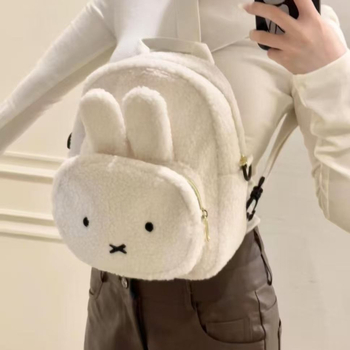 Miffy nyuszi báránygyapjú hátizsák lányoknak, animés mintával, mindennapi használatra, kapacitás 20 L alatt