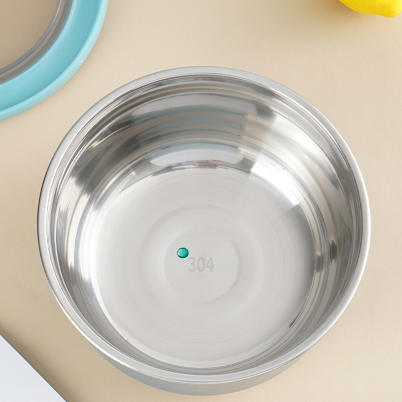 304 rozsdamentes acélból készült kerek ebédes doboz, 800–1000 ml, zárható, csúszásmentes