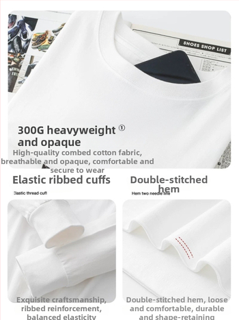 Корейски стил, памучна тениска с дълги ръкави, кръгло деколте, свободна кройка, 96%+ дълговлакнест памук