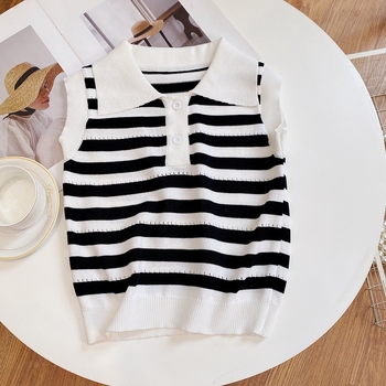 Dječja bezrukavna veste u korejskom stilu, pleteni, ljeto, uzrast 3–8 godina, 80% viskoze