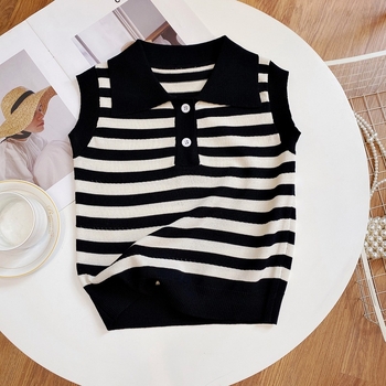 Dječja bezrukavna veste u korejskom stilu, pleteni, ljeto, uzrast 3–8 godina, 80% viskoze