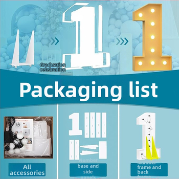 Proizvod za uređenje prostora – 3D svjetleći okvir s KT pločom za 16. rođendan, minimalistički stil, plastika i papir