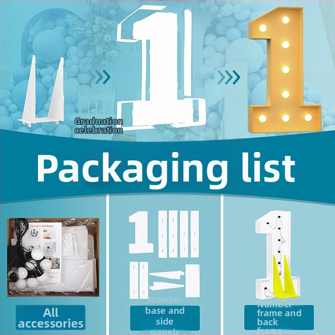 Proizvod za uređenje prostora – 3D svjetleći okvir s KT pločom za 16. rođendan, minimalistički stil, plastika i papir