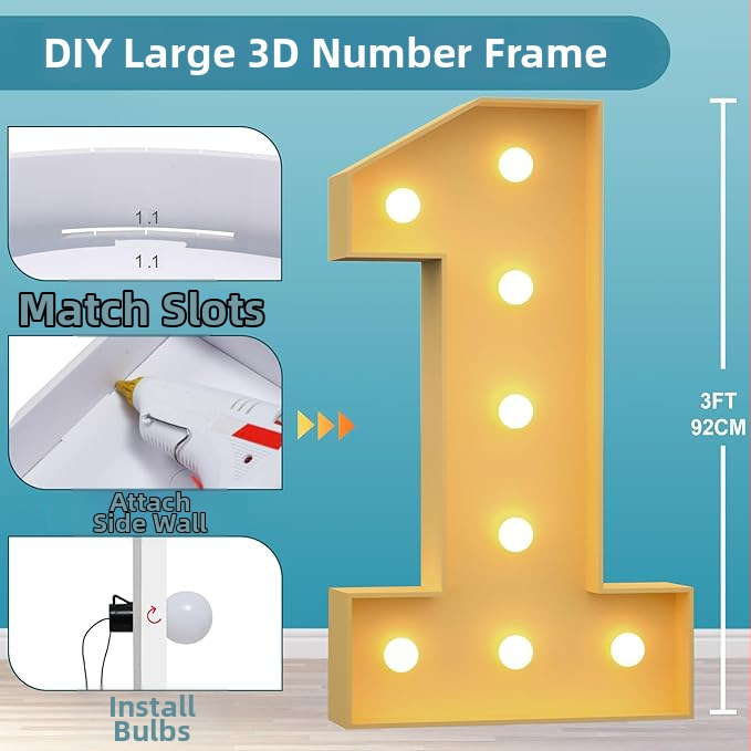 Proizvod za uređenje prostora – 3D svjetleći okvir s KT pločom za 16. rođendan, minimalistički stil, plastika i papir