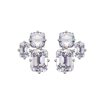 Asimetrične naušnice od 925 srebra s Emerald-cut simuliranim dijamantom, Chengda KE-0149